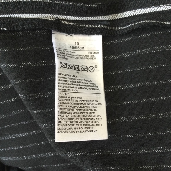 BANANA Republic Dress Size 10 Black Pin Striped Short Sleeve Midi - Picture 6 of 6